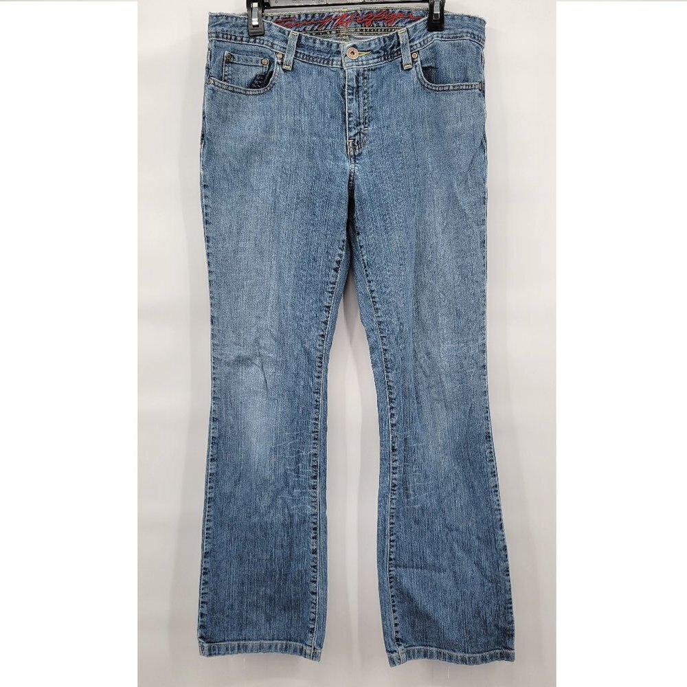 Tommy Hilfiger Women Blue Vintage 9" High Waisted Slight Flare Jeans Size 34
